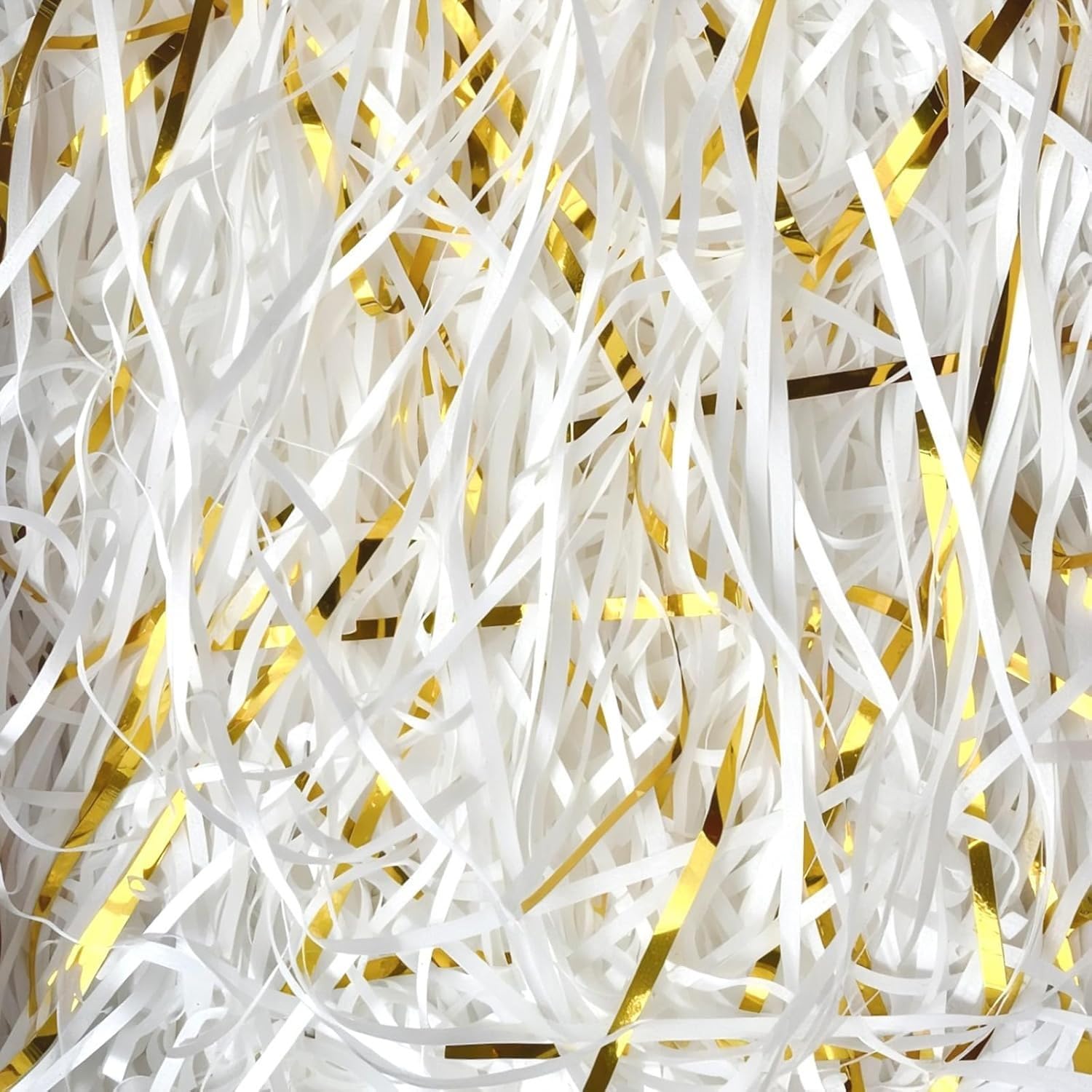 100g White and Gold Shredded Tissue Paper for Gift Boxes Bags Hamper Filling Gift Basket Filler Gift Filler Paper for Packaging Decoration