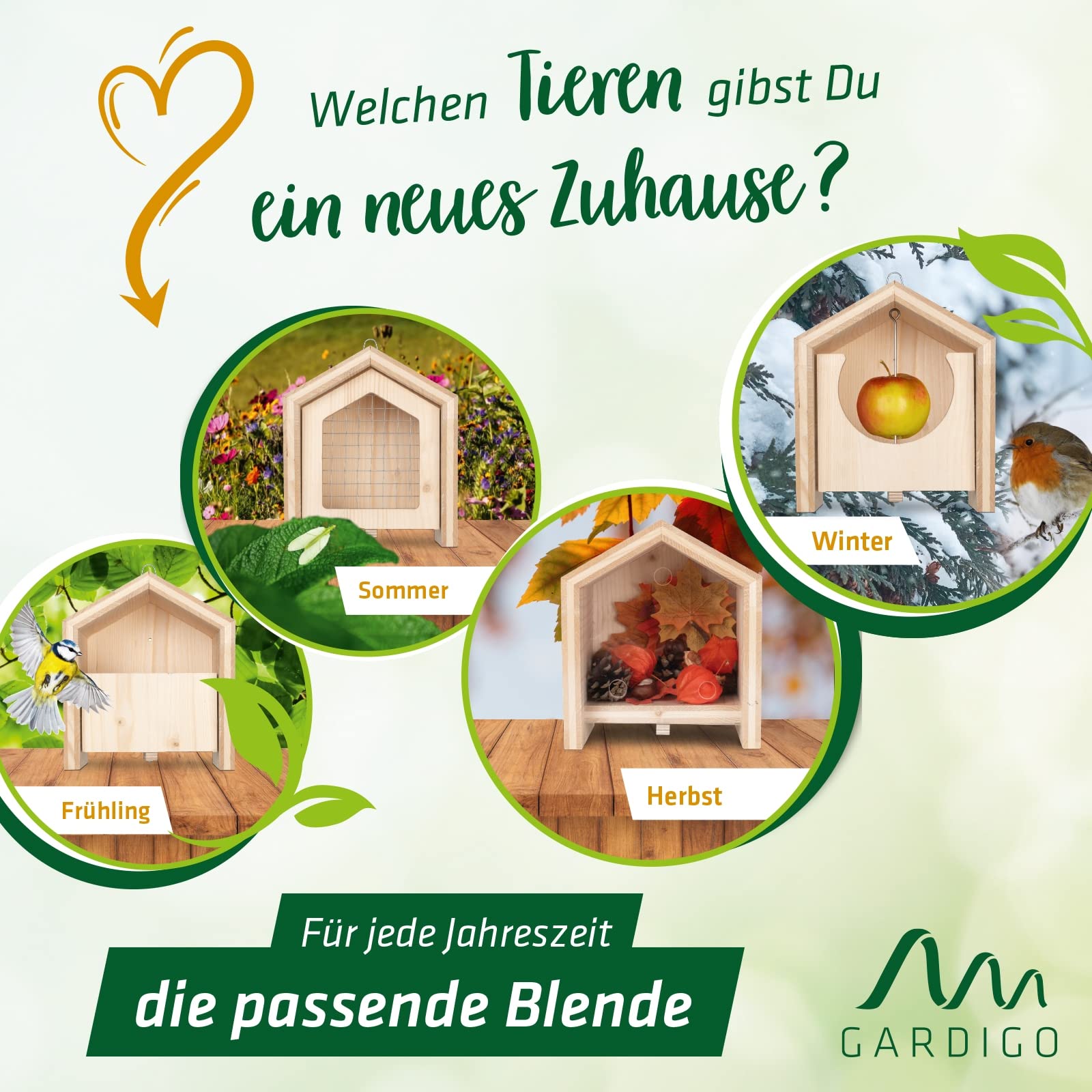 Gardigo Tierhaus System: Nistkasten Halbhöhle für Rotkehlchen | Wechselblenden Insektenhotel, Vogelfutterhaus für Vögel, Deko für Haus und Garten | Made in Germany