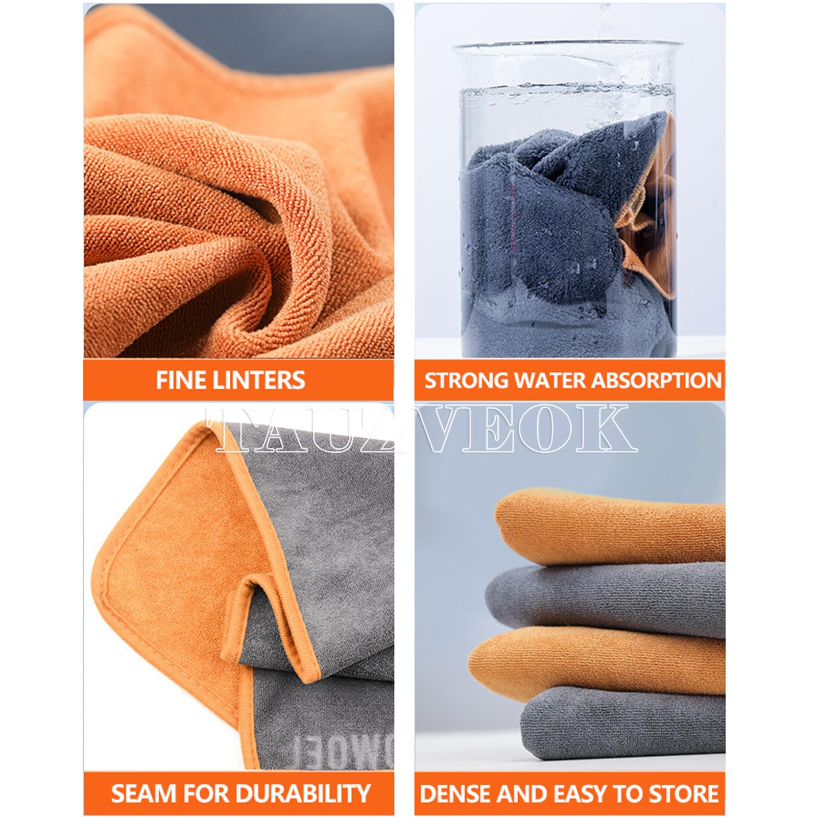 45 45cm Thickened Microfiber Cloths Set 6Pcs Lint-Free Moisture-Absorbing for Motorcycle Car Care Streak-Free Cleaning Cloths Blue — view 5