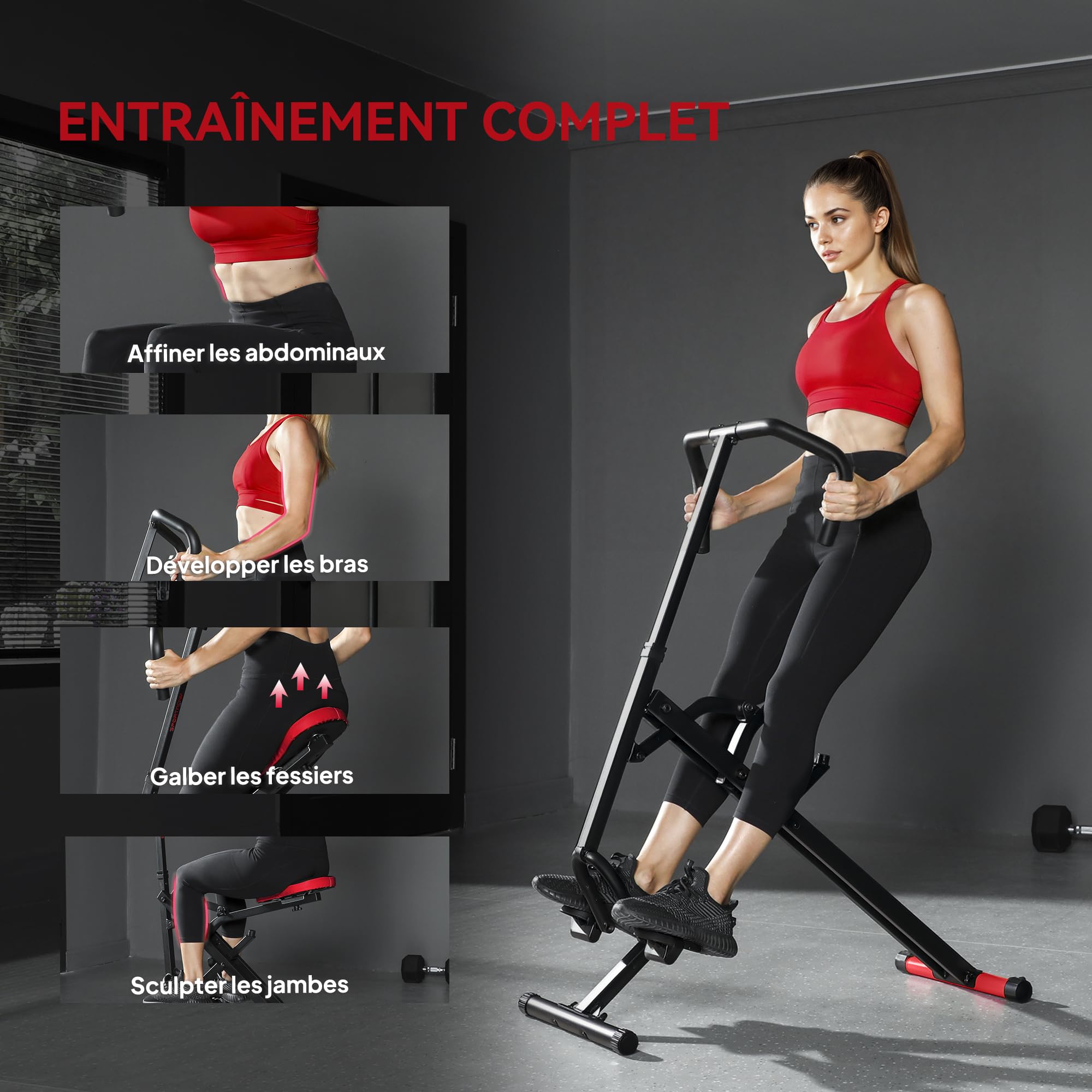 SPORTNOW Appareil d'Entraînement Abdominal, Appareil de Fitness Pliable avec Siège Réglable, Machine d'Entraînement pour Bras, Jambes, Dos, Fessiers, Installation Facile, pour Maison et Salle de Gym