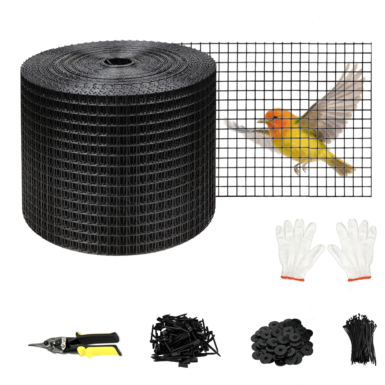 Protección contra pájaros para paneles solares, red de PVC de 20 cm × 30 m, alambre de 1 mm de diámetro, con kit de fijación y herramientas
