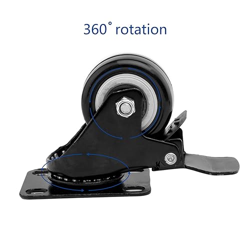 Miniatura 9 de ULIFESTAR 4 ruedas giratorias de goma sintética de 2 pulgadas, ruedas giratorias de goma sintética con placa superior y rodamiento fuerte, total de