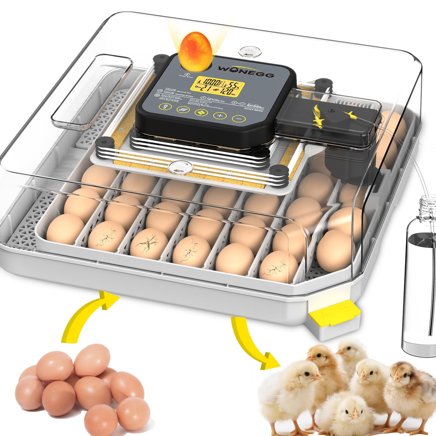 Egg Incubator Egg Hatching Incubator 48 Eggs with Automatic Egg Turning 360° Viewing for Chicken, Ducks, Goose