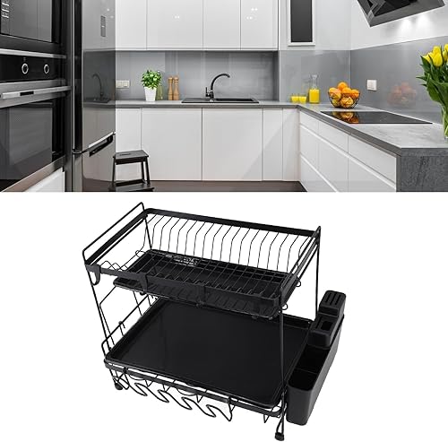 Miniatura 4 de Dish Drying Rack and Drainboard Set, 2 Tier Large Dish Rack, Stainless Steel Dish Drainer for Kitchen Counter with Wine Glass Holder, Counter Plate