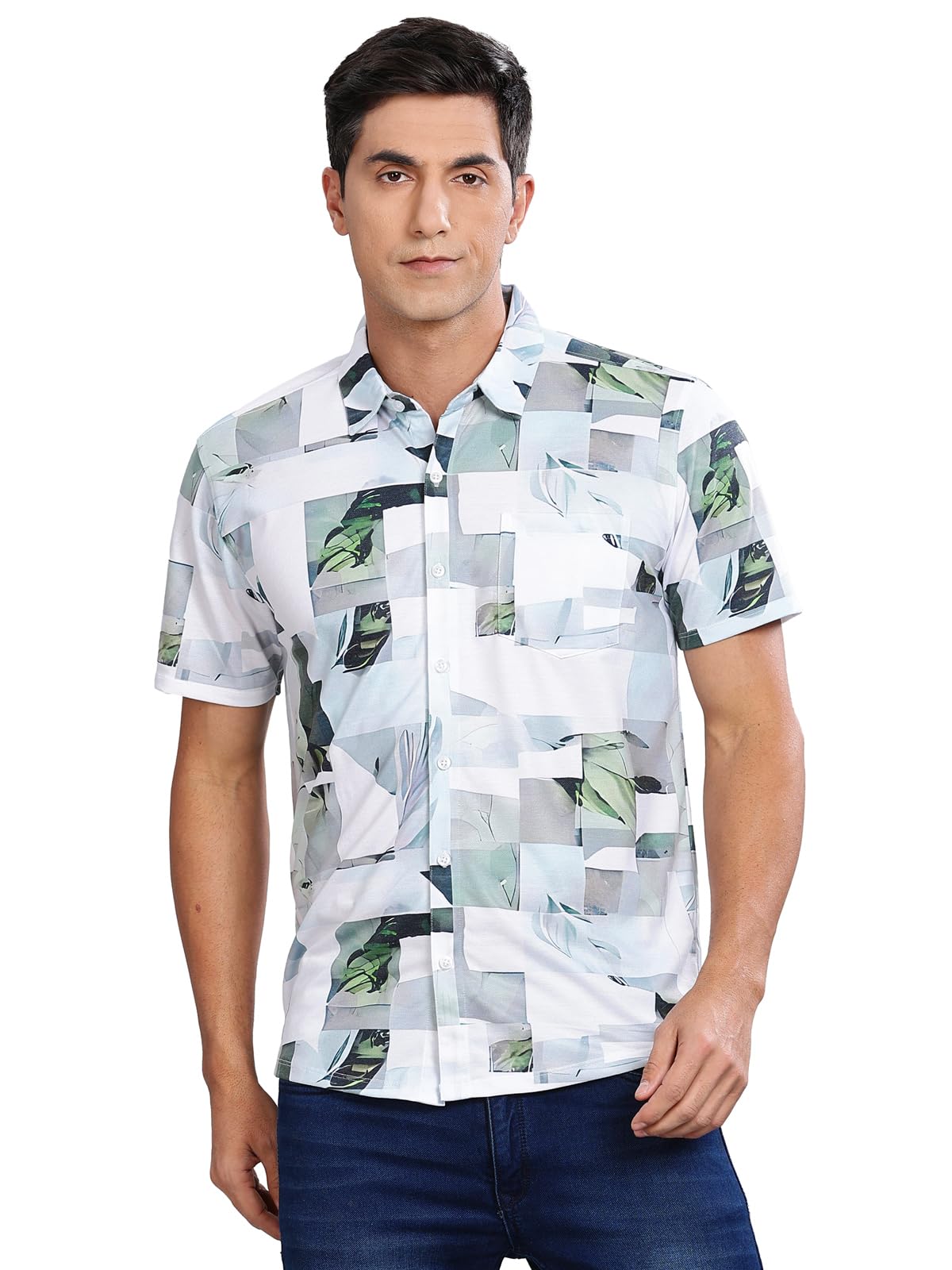 bullmer Trendy Regular Fit Printed Half Sleeve Shirt for Men-picture-10