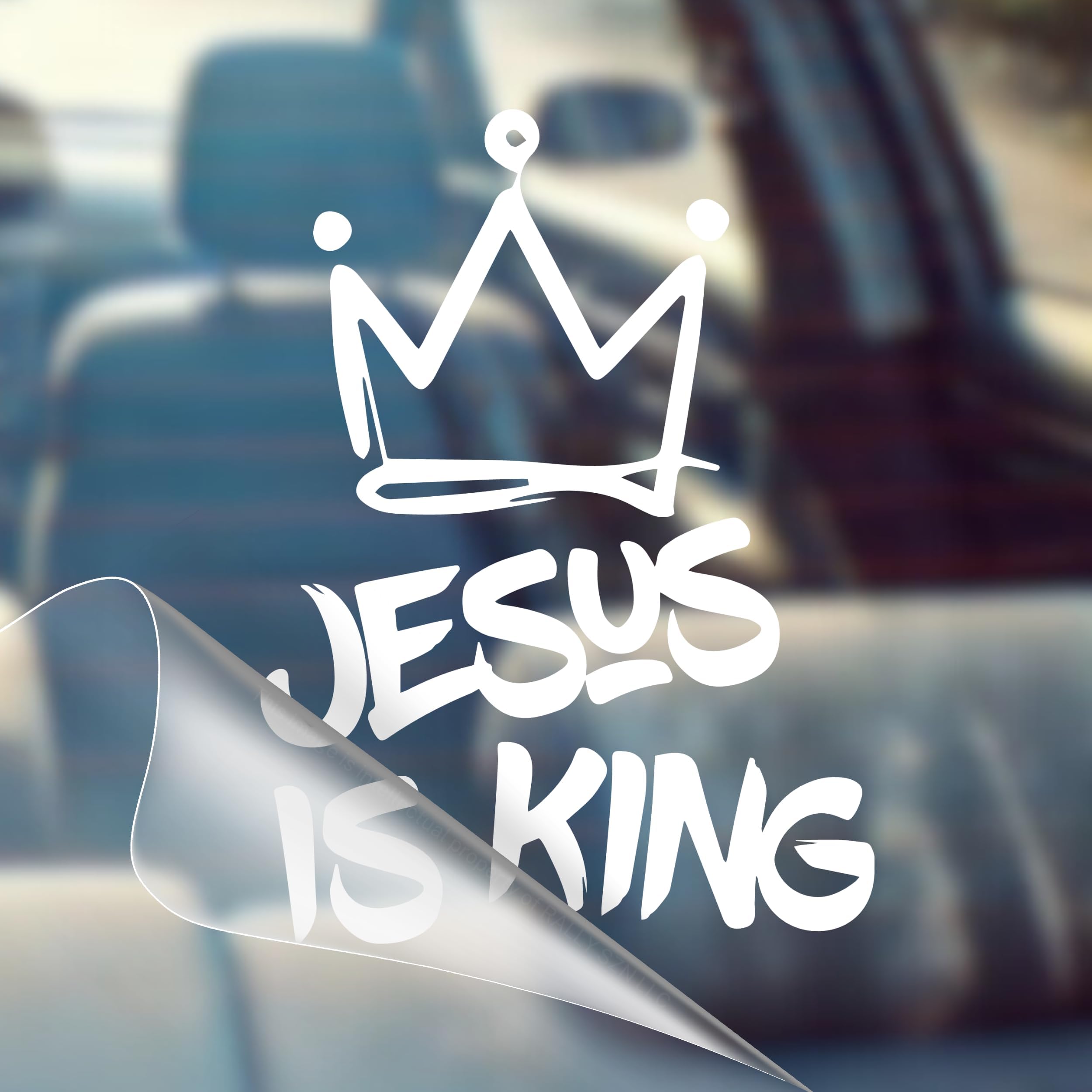Jesus is King - Christian Jesus Cross Car Vinyl Decal Bumper Sticker for Car, Wall, Window, Vehicle, Weather Resistant, Viral (1, White)