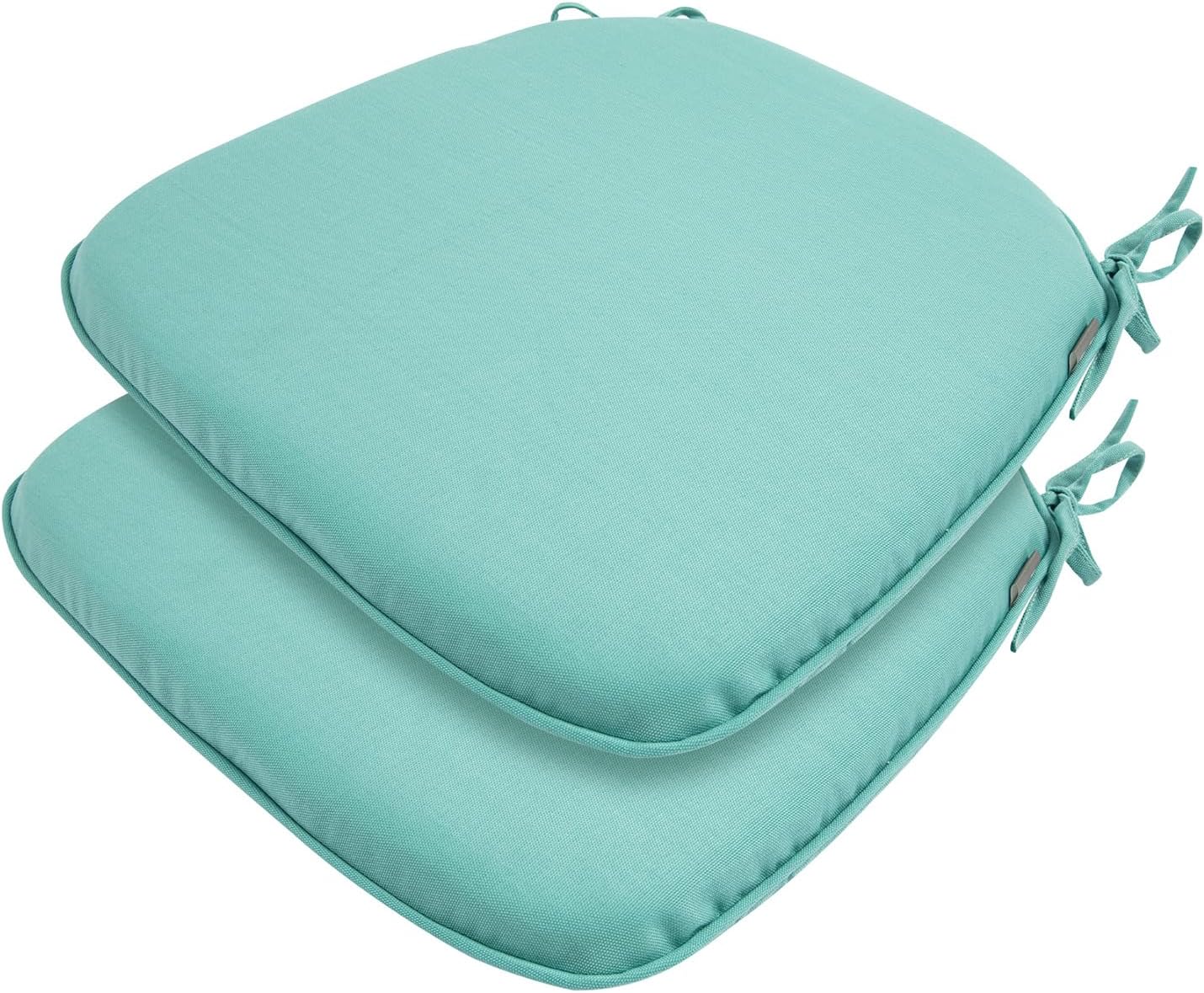 Outdoor Chair Cushions Set of 2,Patio Seat Cushion 17"x16"x2",U-Shaped Dining Chair Cushion 17 by 16 Inch,Water Resistant,Fade-Resistant Chair Pads for Kitchen Garden Furniture(Light Turquoise) Light Turquoise Set of 2