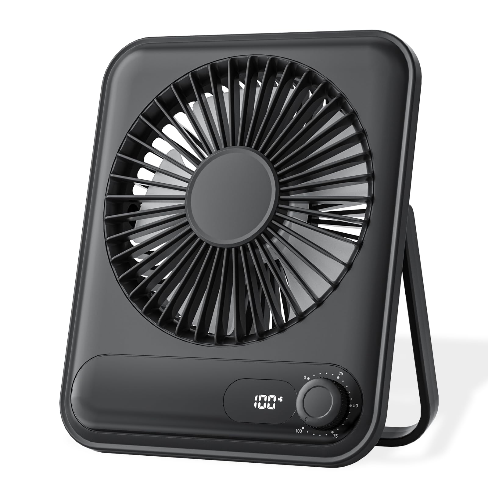 Desk Fan Portable Fan Rechargeable, 6000mAh 26H Runtime USB Mini Fan, 100 Speed Adjustable, Quiet Small Table Fan for Travel, Office, Bedroom, Foldable Personal Cooling Fan with Strong Wind