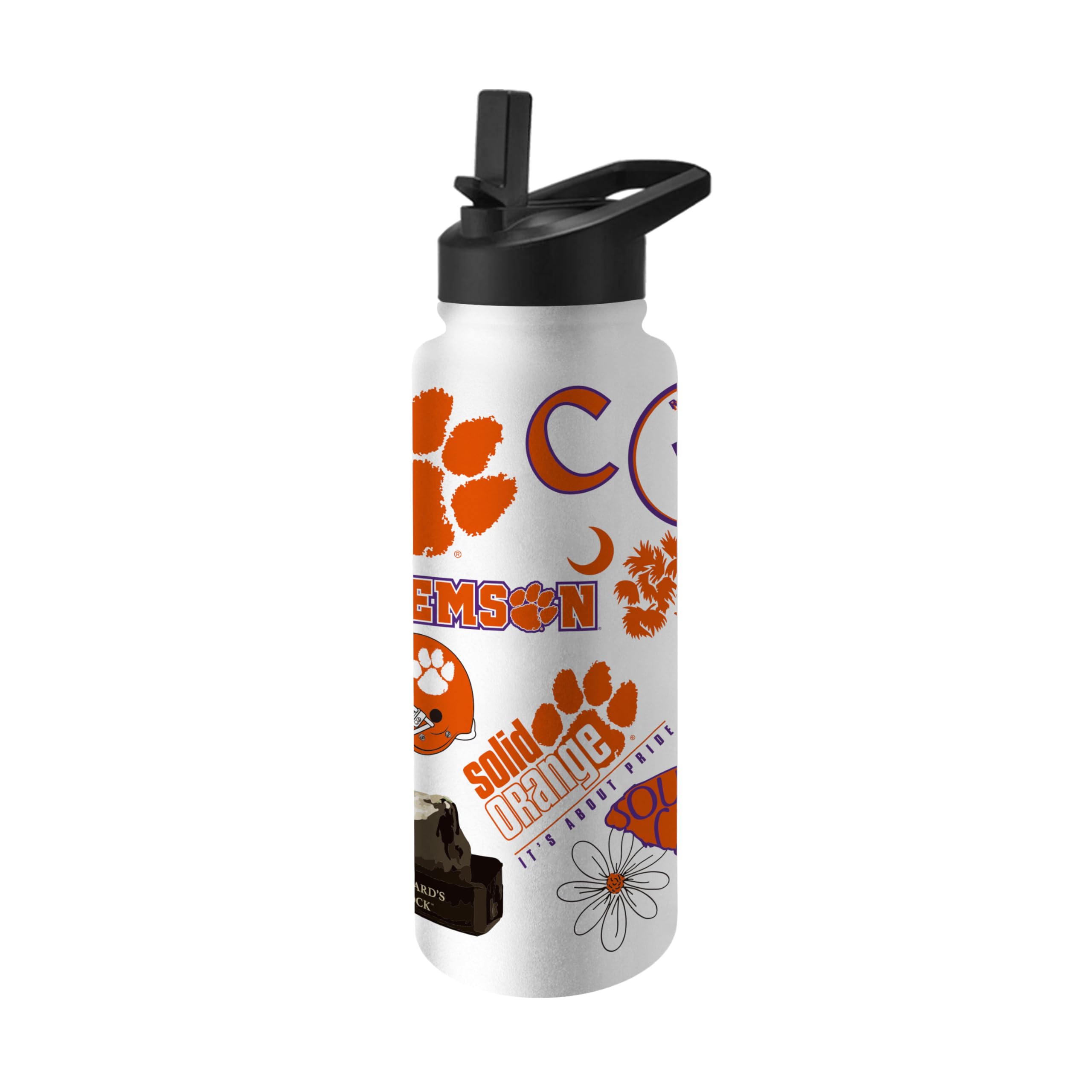 Logo Brands NCAA Native 34 oz Quencher Water Bottle - | Local Icons Design | Double-Wall Insulated| Leak-Proof Lid &amp; Built-In Straw