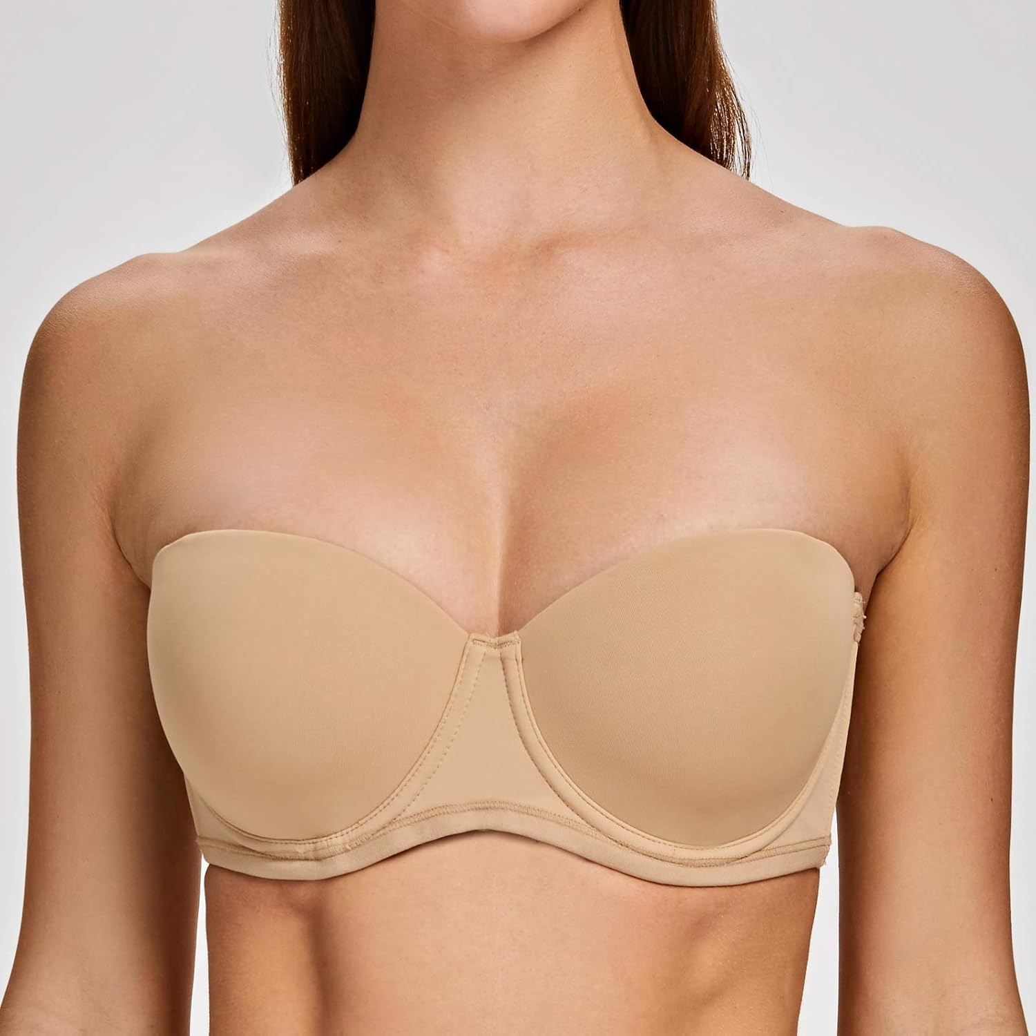 MELENECA Women's Strapless Bra for Large Bust Back Smoothing Plus Size with Underwire - Image 5