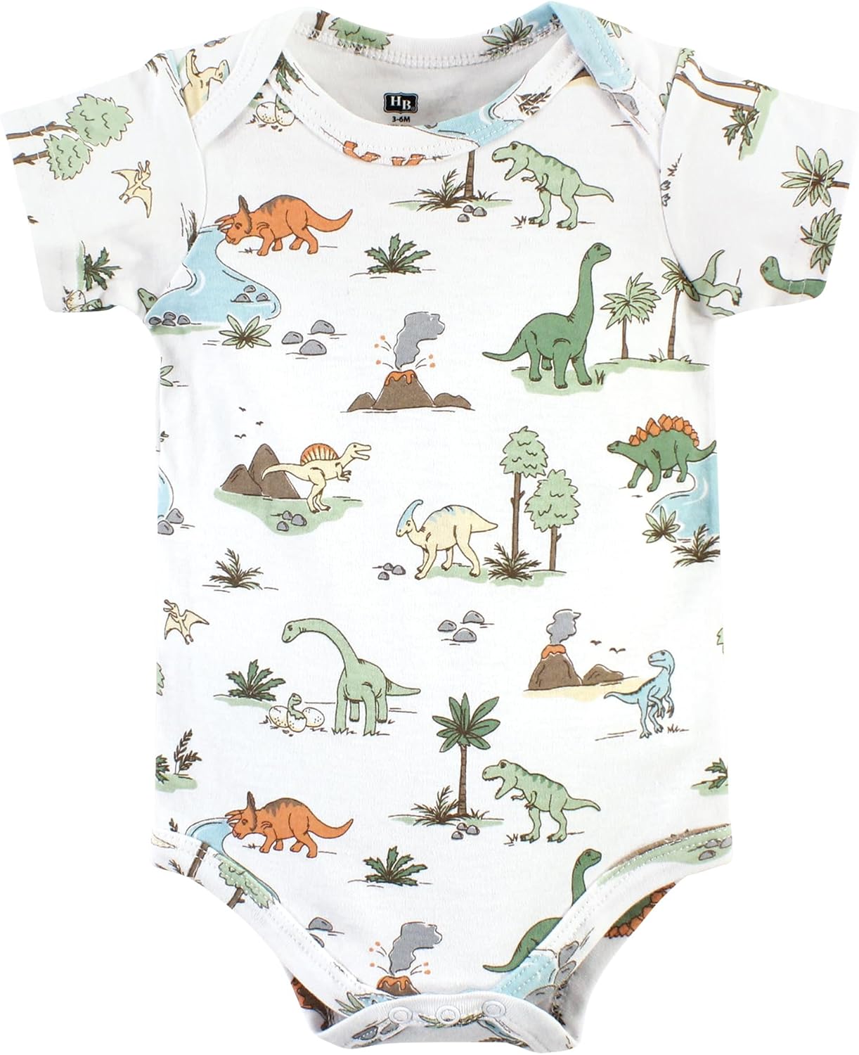 Hudson Baby Unisex Baby Cotton Bodysuits, Dinosaur Adventures 5-Pack, 12-18 Months