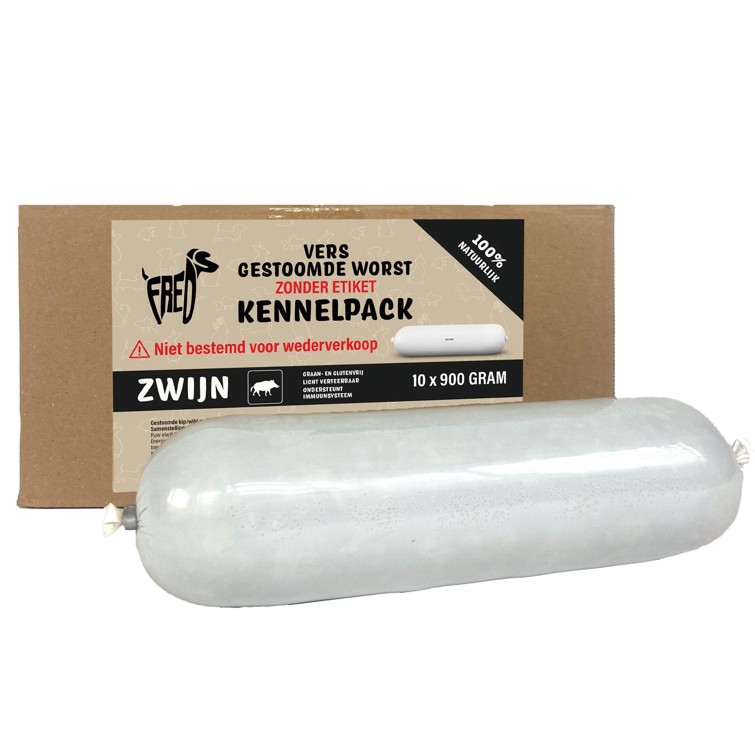Freds Pack de chenil à saucisses de viande fraîche cuite à la vapeur, céréales de sanglier et sans gluten