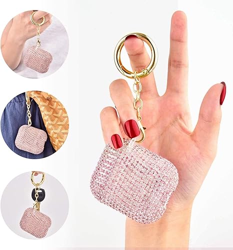 Miniatura 2 de Lujosa funda para AirPods de Apple con diamantes de imitación brillantes, funda protectora con llavero de Mickey Ball para Airpods de 2 y 1