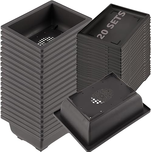 KINJOEK 20 macetas de 89 pulgadas macetas rectangulares de plástico para entrenamiento de bonsái macetas para suculentas para jardín interior