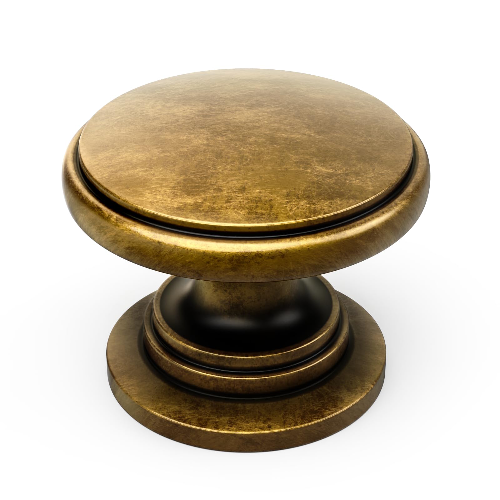 Amerdeco 10 Pack Antique Brass Cabinet Knobs Single Hole Cabinet Handles 2 Inch Solid Zinc Alloy Round Drawer Knobs Cupboard and Kitchen Hardware AM048