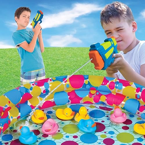 Miniatura 10 de Gamie Juego de lanzamiento de anillos flotantes para niños, juego de carnaval al aire libre con piscina inflable, anillos flotantes y bolas de