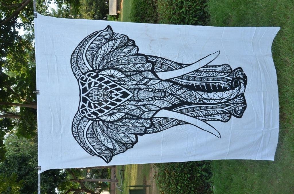 Black and White Tapestry Elephant Tapestry Wall Hanging Dorm Decor