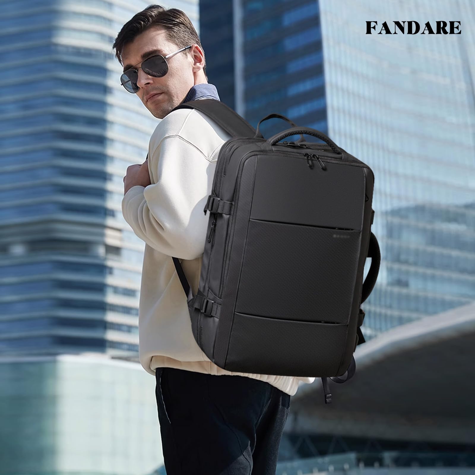 FANDARE Mochila Hombre Mochila Portatil 17 Pulgadas Mochila Impermeable Mochila de Senderismo Mochila con Puerto de Carga USB Bolsos Bandolera para Negocio Trabajo Viaje Escolares Mochila Negro