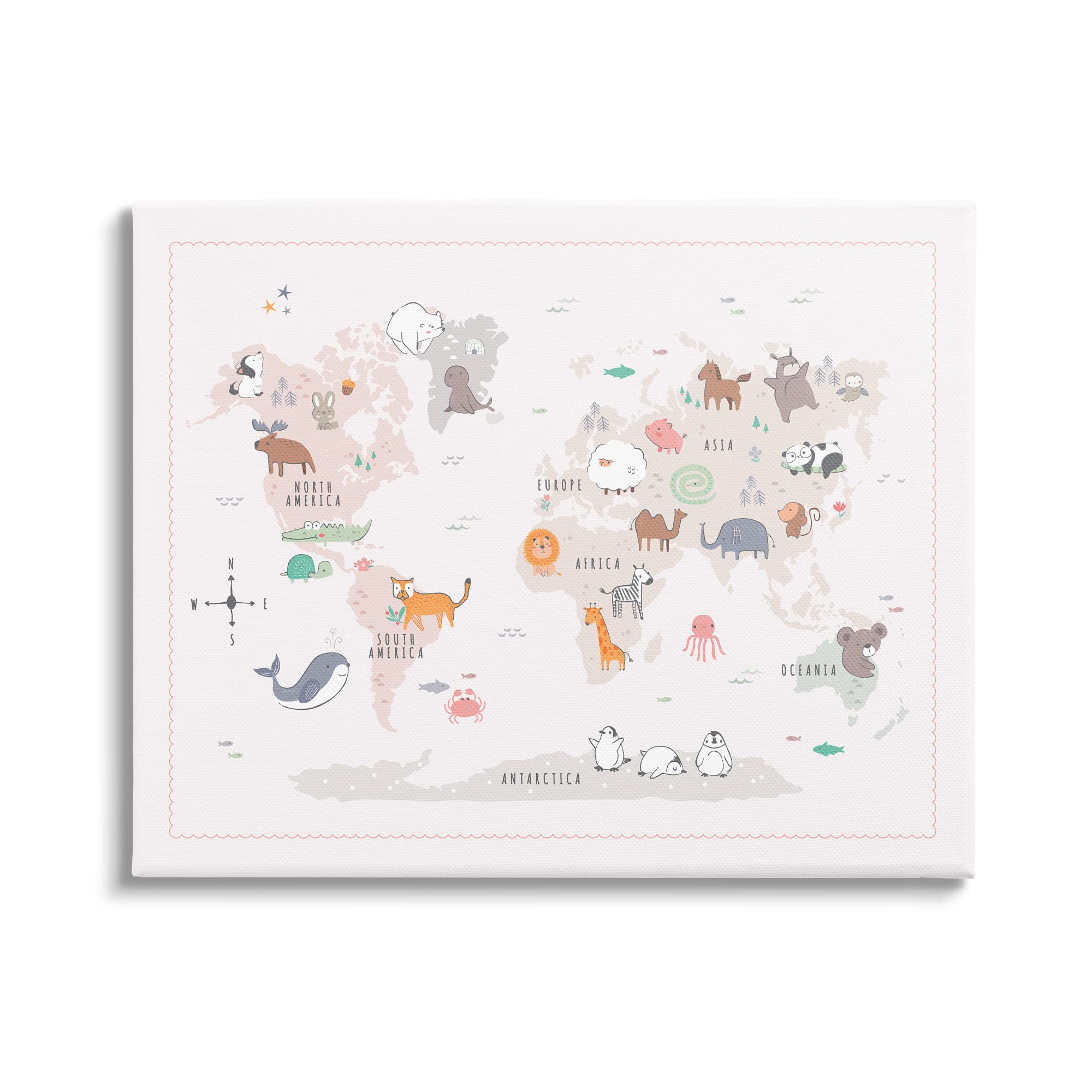 Stupell IndustriesNative Wildlife Animals Countries World Map Education, Design by Andrea Jasid Grassi