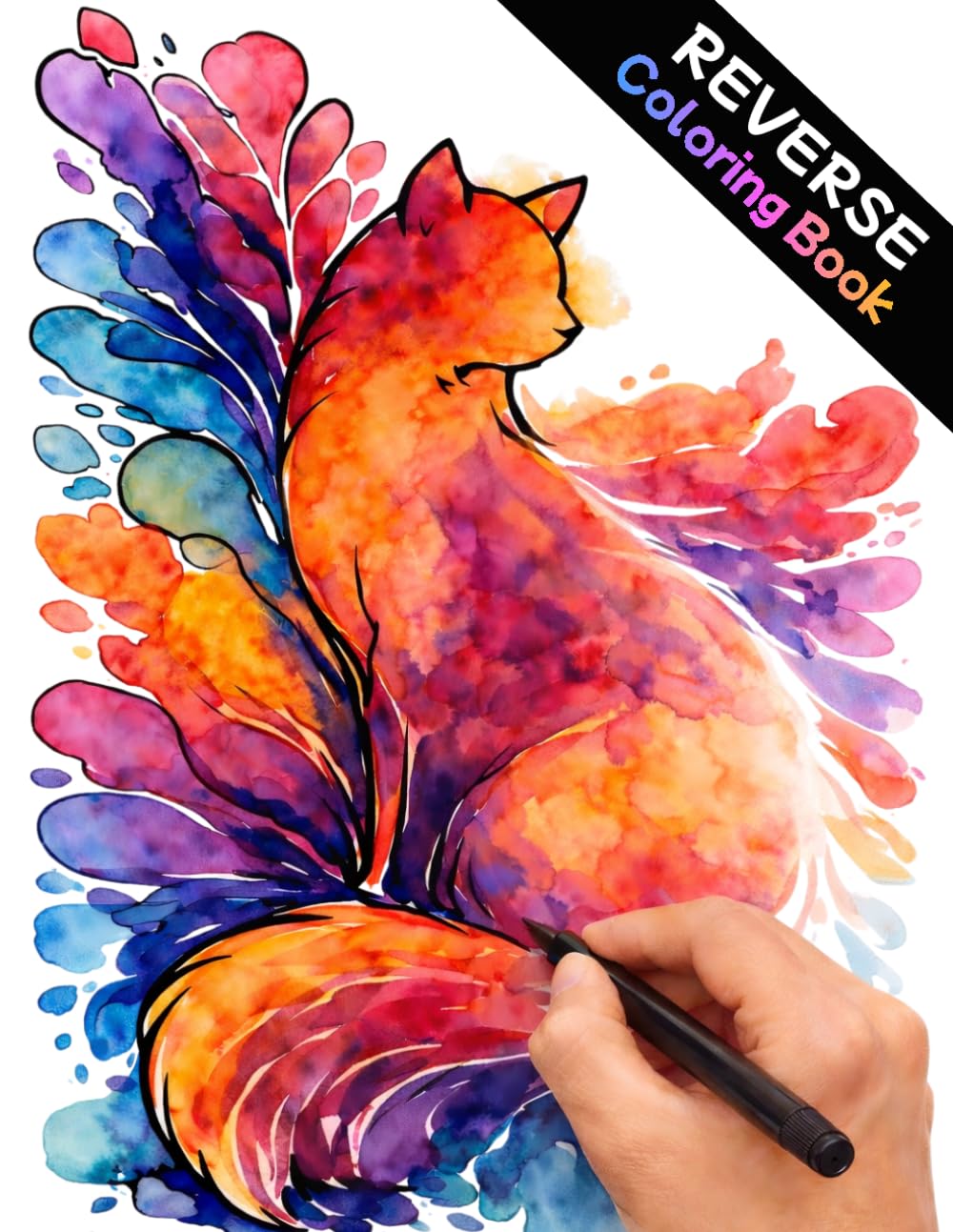 Reverse Coloring Book: A relaxing mindfulness activity book. Trace the watercolor shapes to reveal hidden animals.