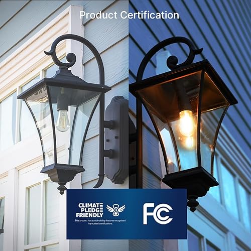 Miniatura 10 de FLSNT Bombilla LED ST19 con sensor de atardecer a amanecer, 7 W (60 W equivalente), 800 lúmenes, base de filamento vintage E26, fotocélula