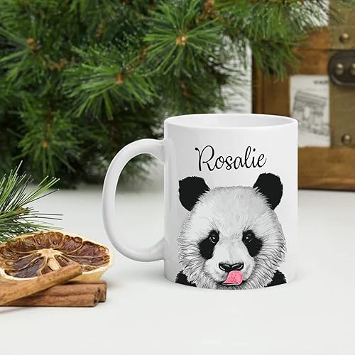 Miniatura 3 de Taza de café personalizada con diseño de oso panda, regalos para niños, amigos, hombres y mujeres, tazas de cerámica blanca con nombre personalizado