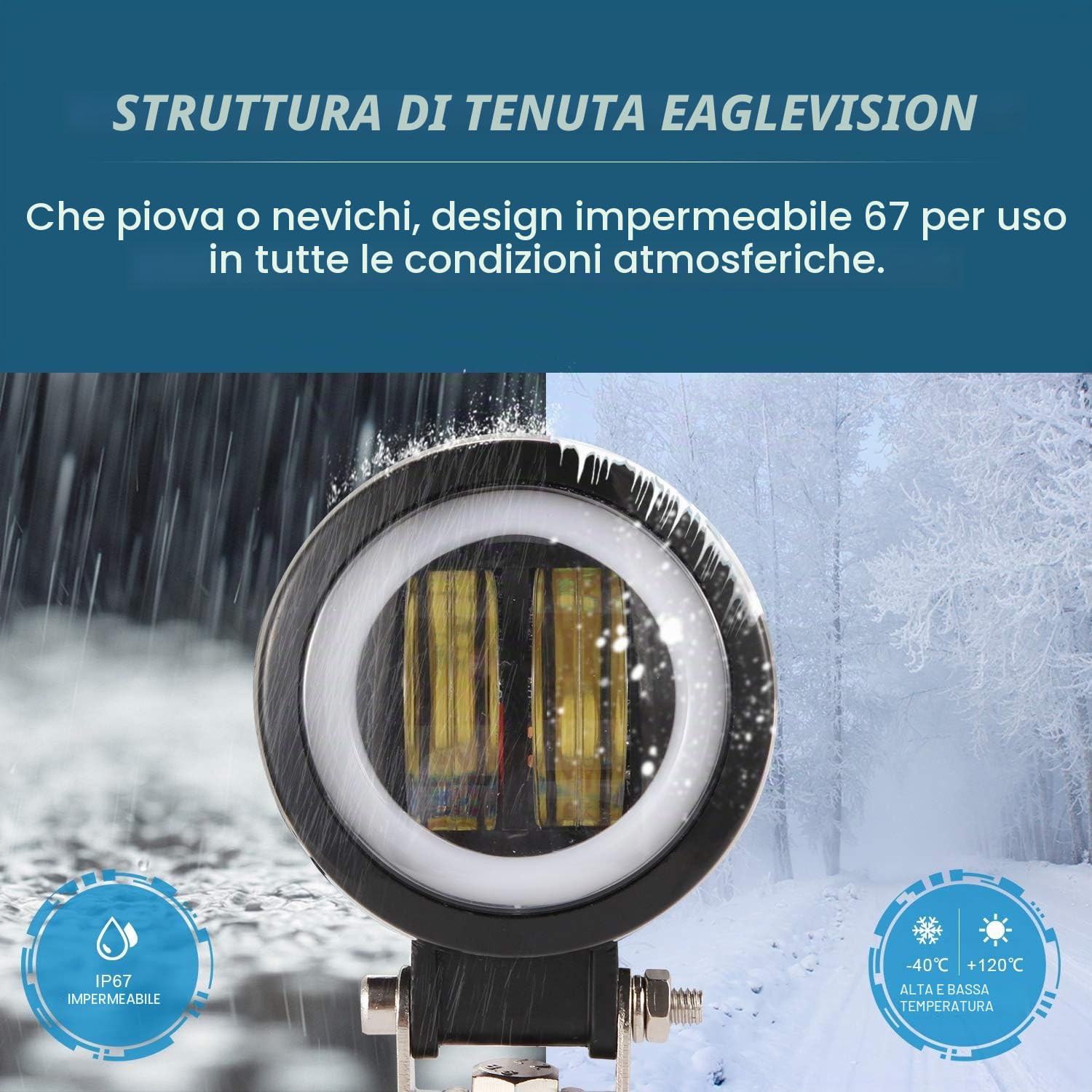YUGAUNG 3" Coppia Fendinebbia a LED Rotondi da DRL Angel Eyes 6000K 80W 8000lm 10-80V DC Led Project White SUV Motorcycles IP68 Staffe Montaggio Regolabili Impermeabili Regolabili.
