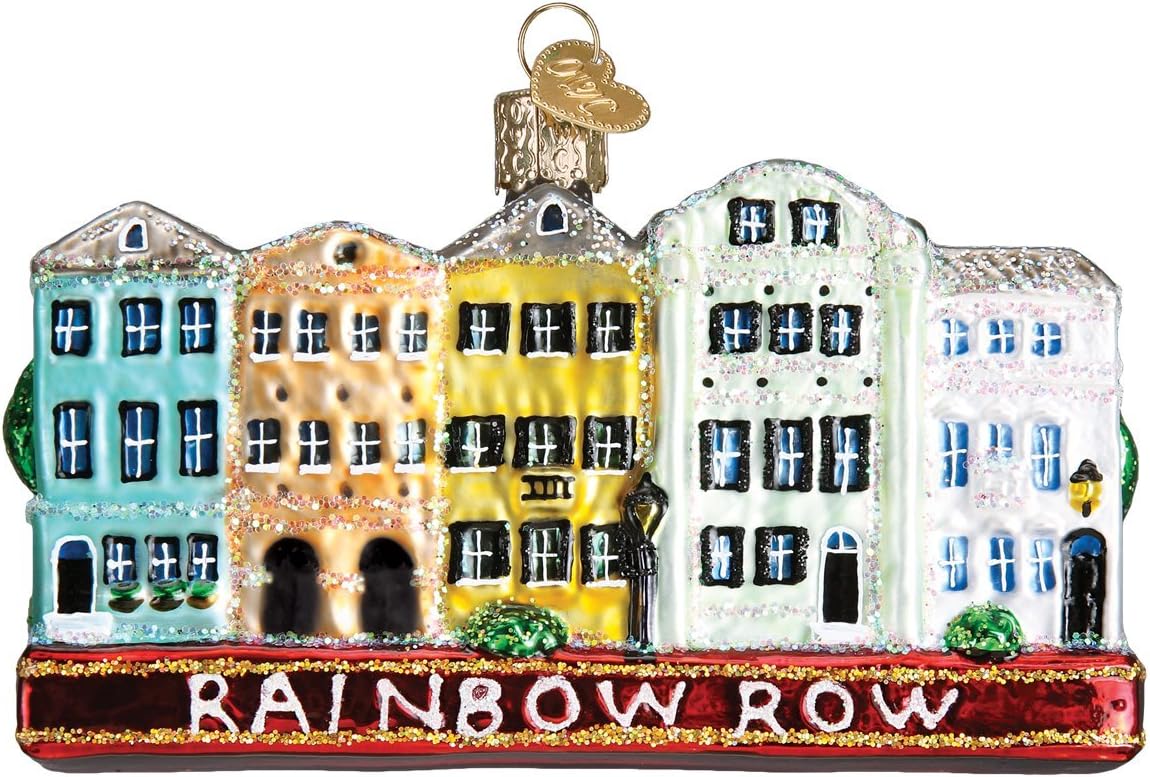 Old World Christmas Glass Blown Ornament Rainbow Row (20100)