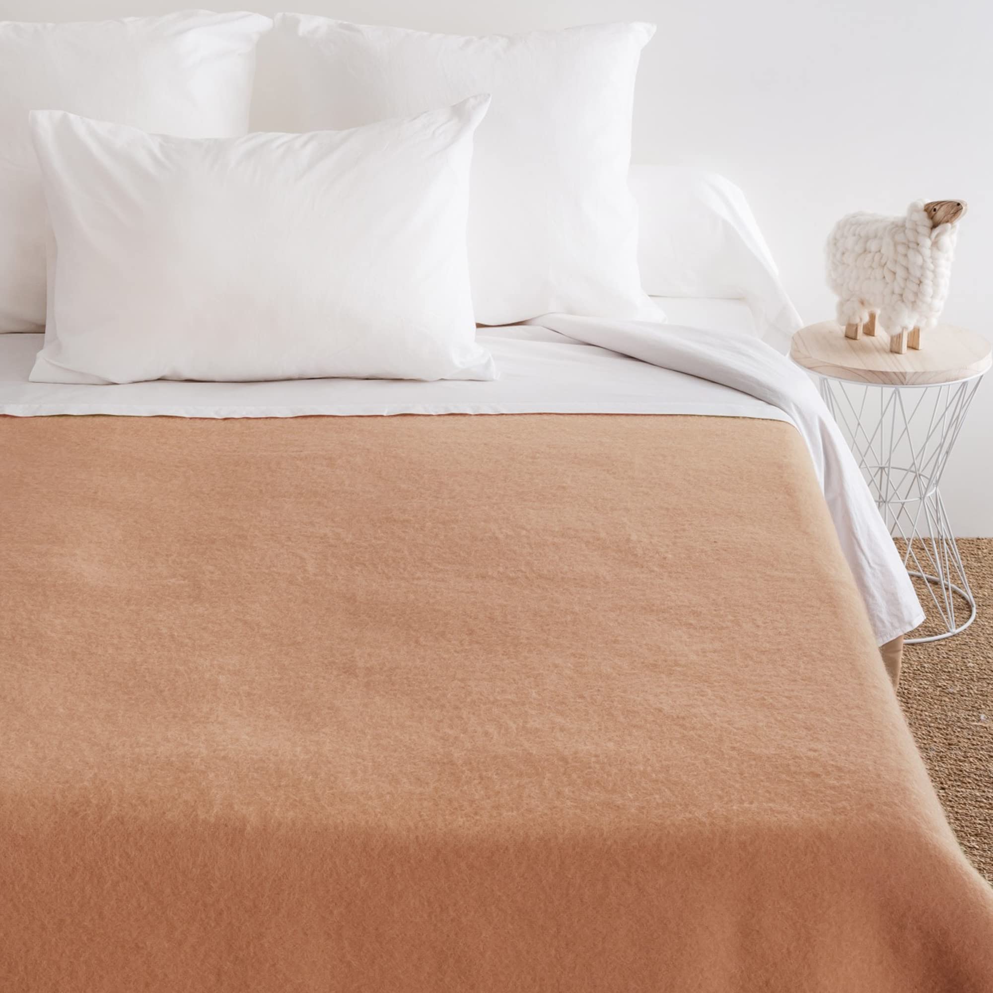 Linnea Couverture Pure Laine Vierge Woolmark 500g/m² Volta 180x240 cm Marron Sable