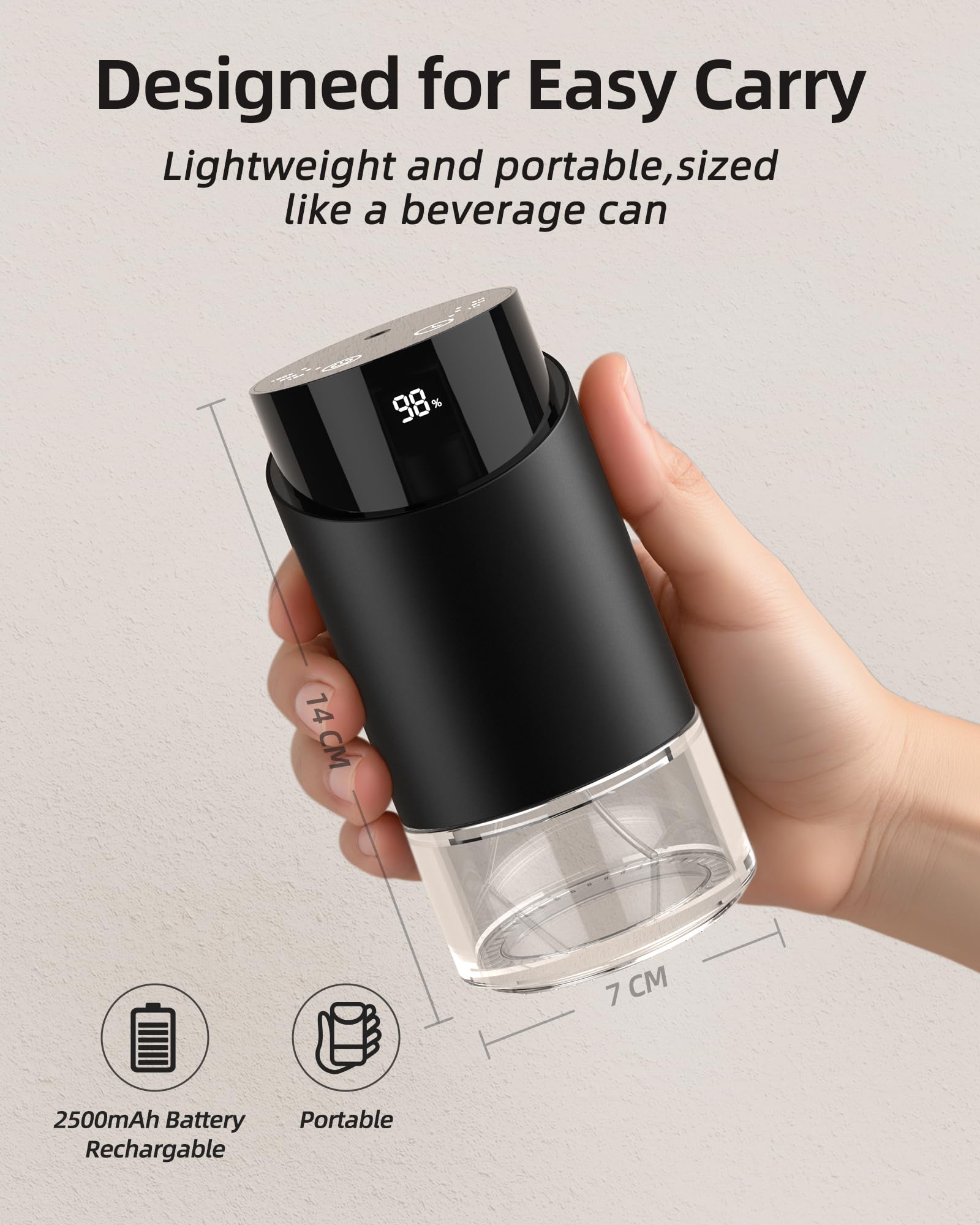 Diffusore di oli essenziali, Diffusore profumo auto per casa grande spazio, auto, ufficio, casa, mini diffusore di aroma batteria, 4 timer e 3 livelli di nebbia, capacità 100ml