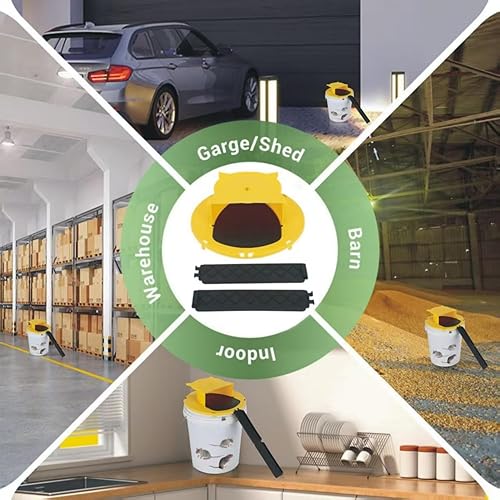 Miniatura 6 de Trampa para cubo de ratón, tapa de cubo de reinicio automático, compatible con 5 galones, eficiente para control de ratas de ratón en interiores y