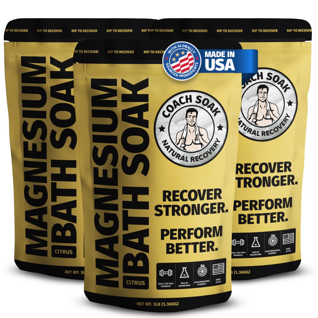 Coach Soak Recovery Bath Soak - Alternative to Epsom Salt Bath Soak - Fast-Absorbing Pure Magnesium Flakes with 21 Minerals, Bath Salts & Essential