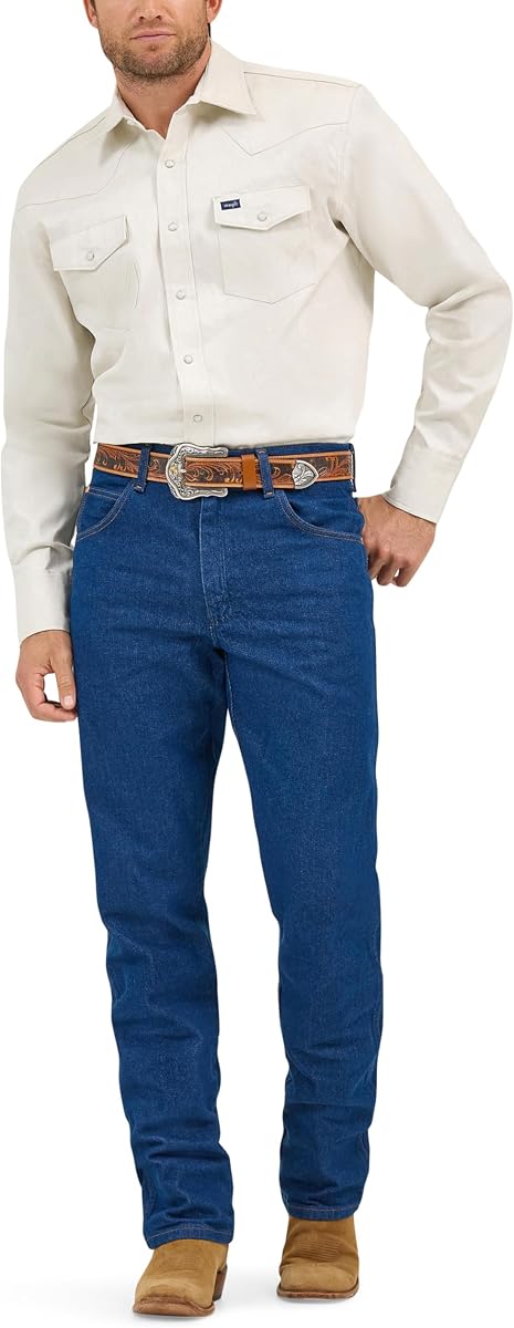 Wrangler Camisa de trabajo de manga larga estilo vaquero con acabado firme y corte vaquero para hombre
