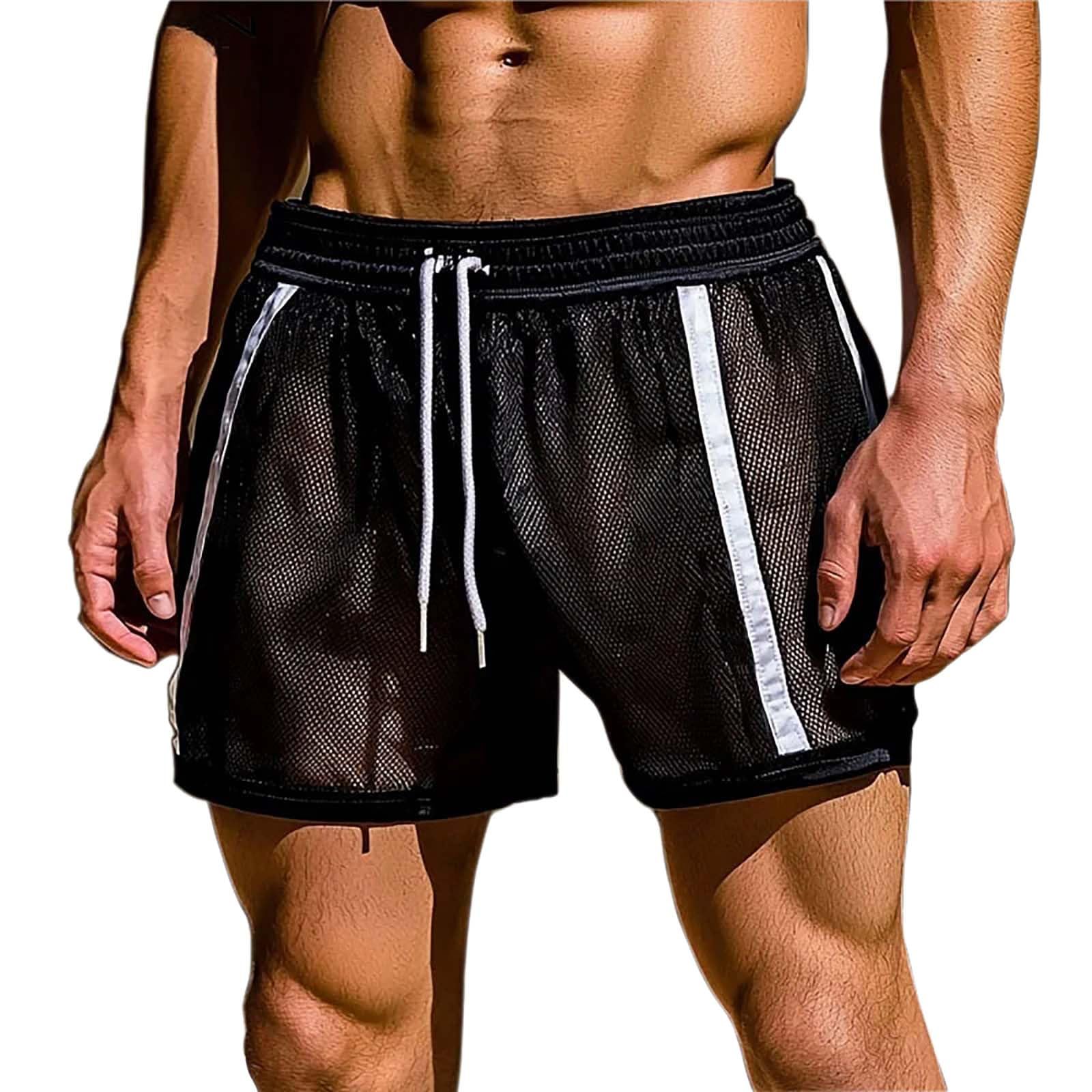 Men’s Mesh Boxer Shorts Fishnet Lounge Hollow Out Underwear Trunks Loose Fit See Through Boxer Briefs Bottom