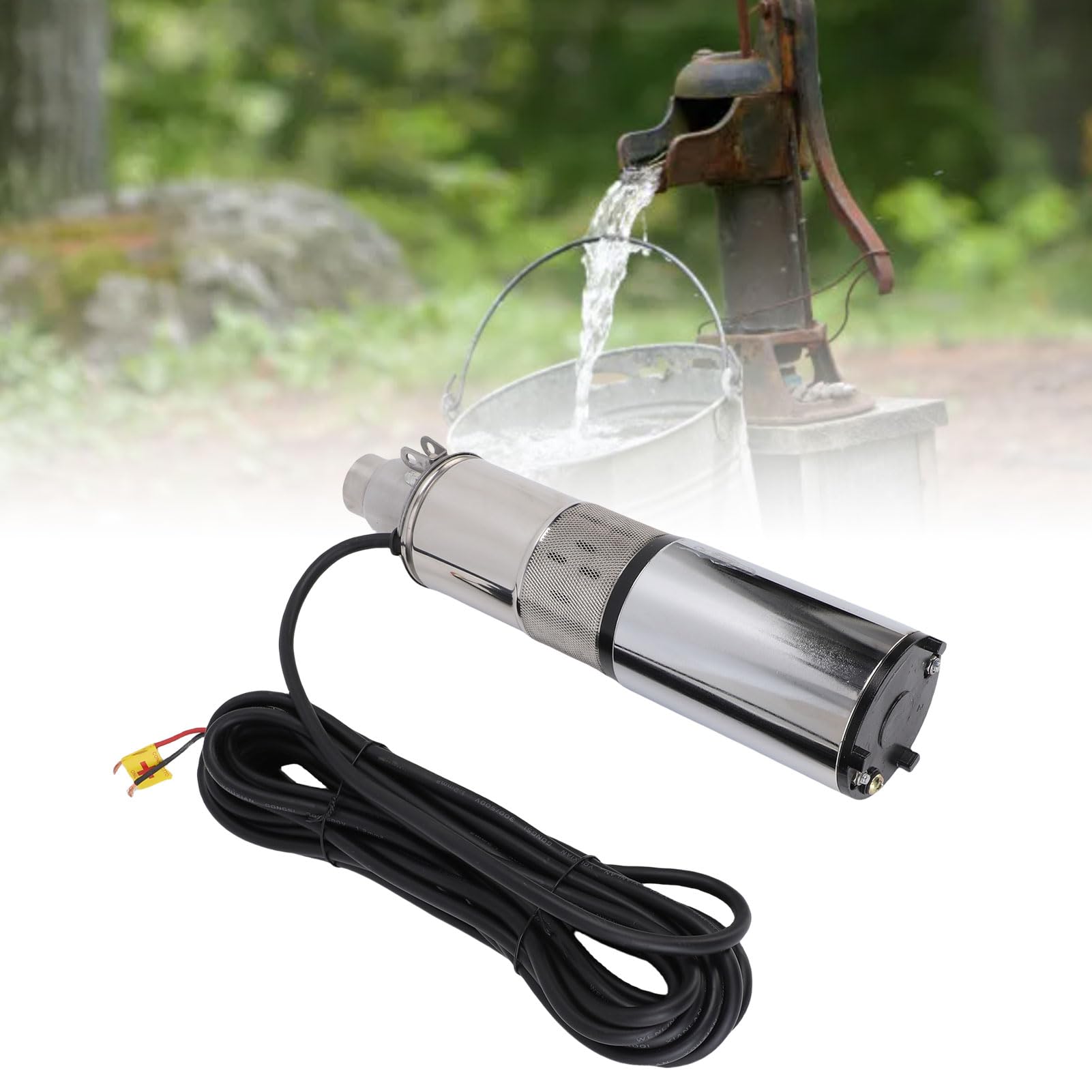 FILFEEL Bomba Sumergible Solar para Pozo Profundo, 260 W, 24 V, Bomba de Tornillo de Acero Inoxidable con Cabezal de 0,2 M³/h y 40 M para Riego, Cable de Alimentación de 10 M Incluido