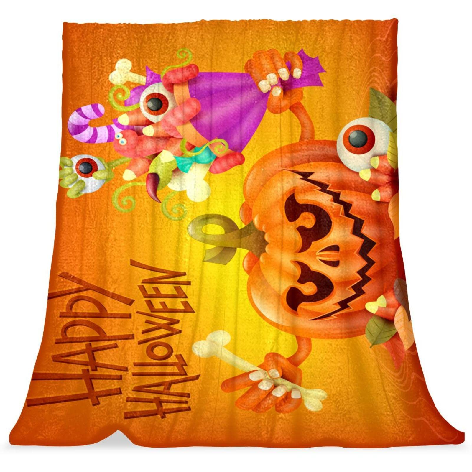 Couverture de lit ultra douce et moelleuse motif citrouilles Halloween