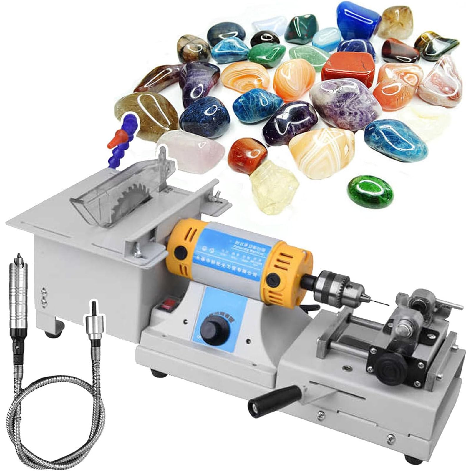 Máquina pulidora y rectificadora de Piedras Preciosas, Sierra lapidaria para joyería DIY de 800-10000 RPM para pulir, Cortar y taladrar.