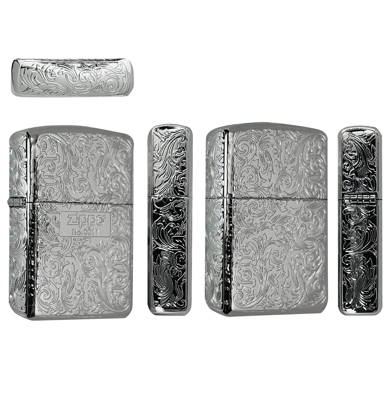 ☆早い者勝ち☆ ZIPPO 4点　中身4点　計8点セット Amazon.co.jp: Zippo プラチナメッキ アーマー限定 シリアル 唐草 高級