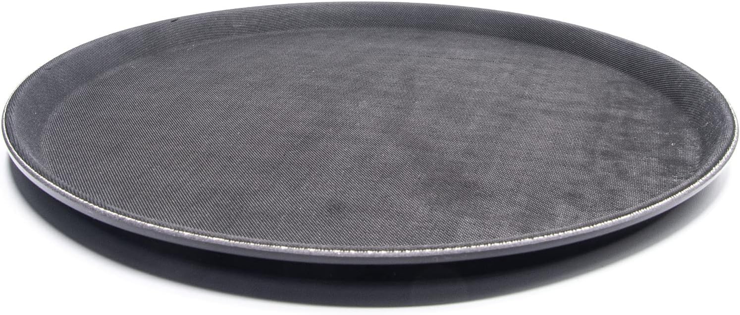 6 Bandejas Camarero 40 cm Antideslizante Redonda de Plástico Negro Para Hosteleria. Ideal para Bares y Restaurantes