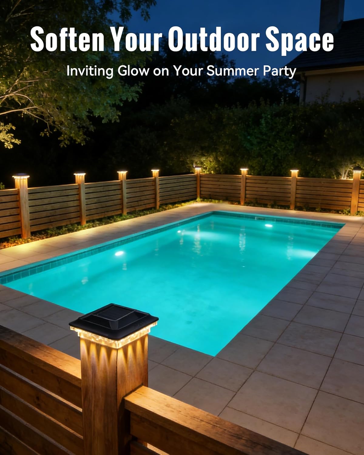 Solar Post Cap Lights 16 LEDs Outdoor Waterproof 12 Pack for 3.5x3.5 4x4 Vinyl/Wooden Fence Post Light Solar Powered with 3000/4500/6000K 3 Modes, Deck Post Cap Light for Garden, Patio, Porch
