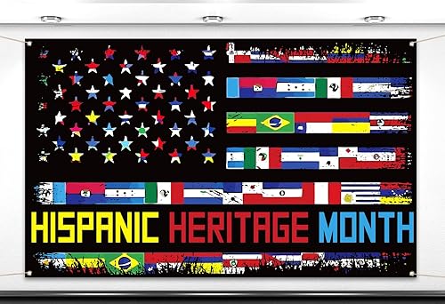 Nepnuser Telón de fondo para cabina de fotos del mes de la herencia hispana, banderas de países latinos, decoración de pared para interiores y