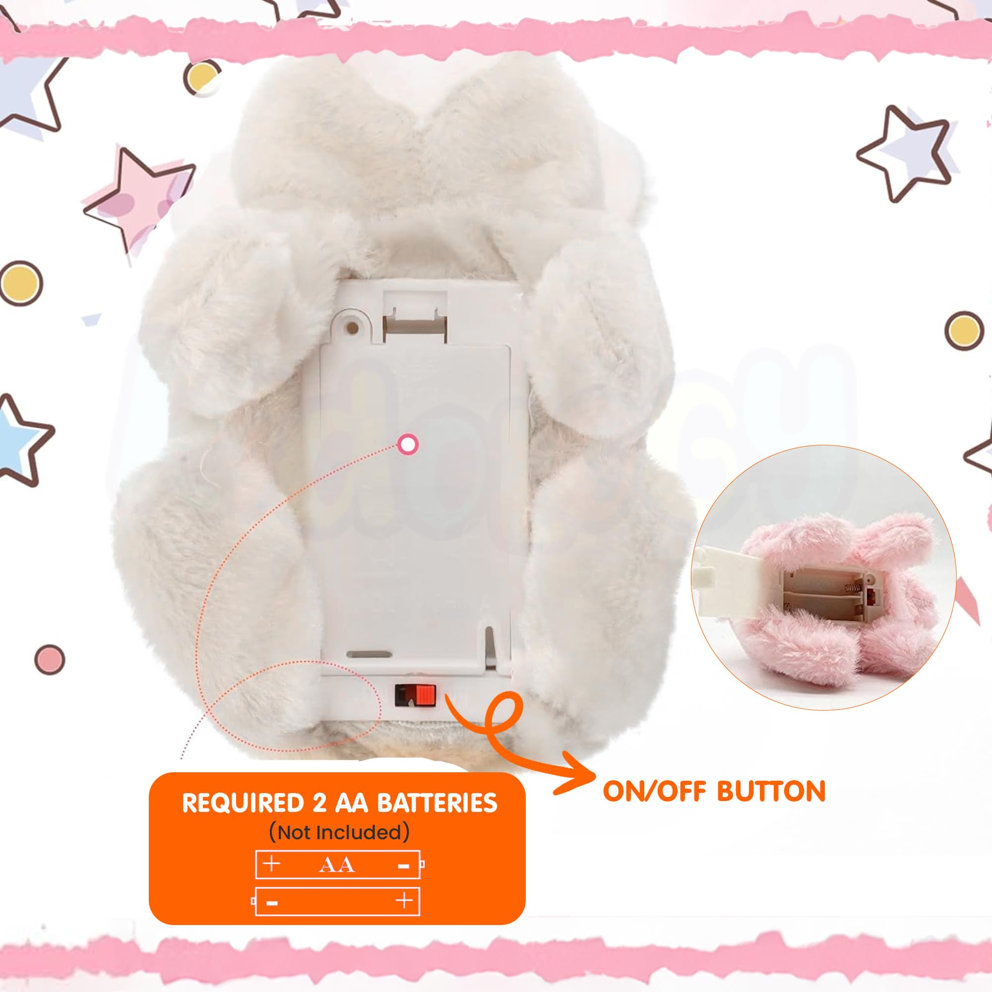 Kidology Electronic Bunny Toy for Kids | Hopping & Jumping Rabbit with Moving Ears, Nose & Tail | Soft Plush Animal Toy for 1-5 Year Olds | Interactive Walking Toy | Gift for Boys & Girls - Image 4 thumbnail
