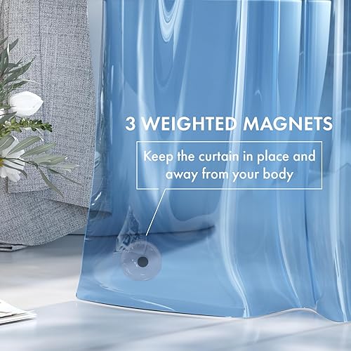 Vista 70 de AmazerBath Forro de cortina de ducha, forro de ducha gris de 72 x 72 pulgadas, bonitos forros de cortina de ducha de plástico, cortinas de ducha