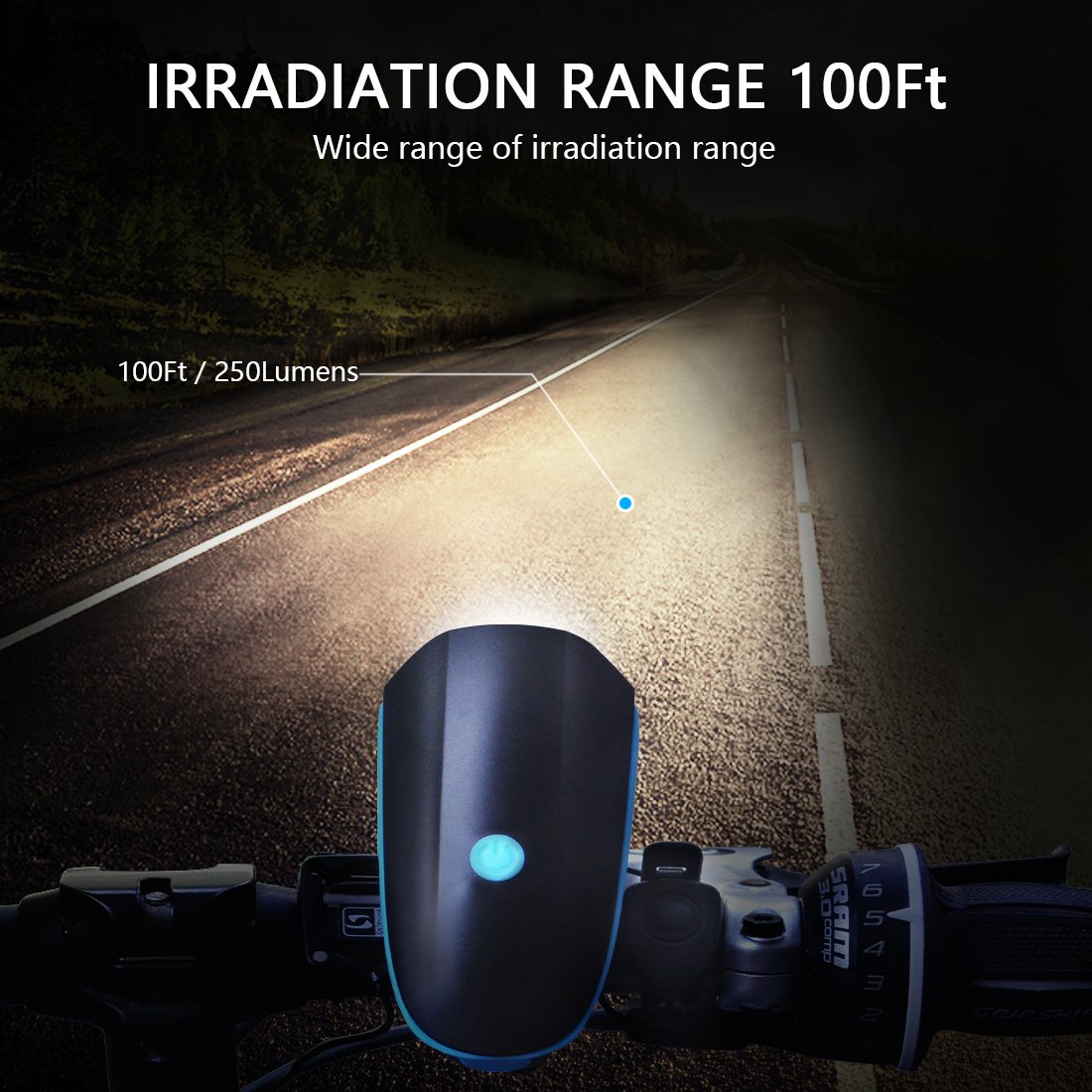 LETOUR Bike Light 500Lumen 3 Lighting Modes 5 Sounds Rechargeable Bicycle Light Waterproof Cycling Lights, Bicycle Light Front with Loud Sound Siren 1