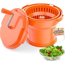 PYY 2.5 Gallon Commercial Salad Spinner - Salad Dryer w/Silicone Anti-slip Mat &amp; Draining Hose, 10Qt Manual Salad Spinner for 3 Heads of Lettuce Spinner Large for Catering