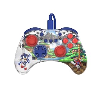 PDP REALMz Nintendo Switch Pro Controller, Customizable LED Lighting, 3.5mm Headphone Jack, Officially Licensed by Nintendo and SEGA Sonic Superstars Sonic Green Hill Zone