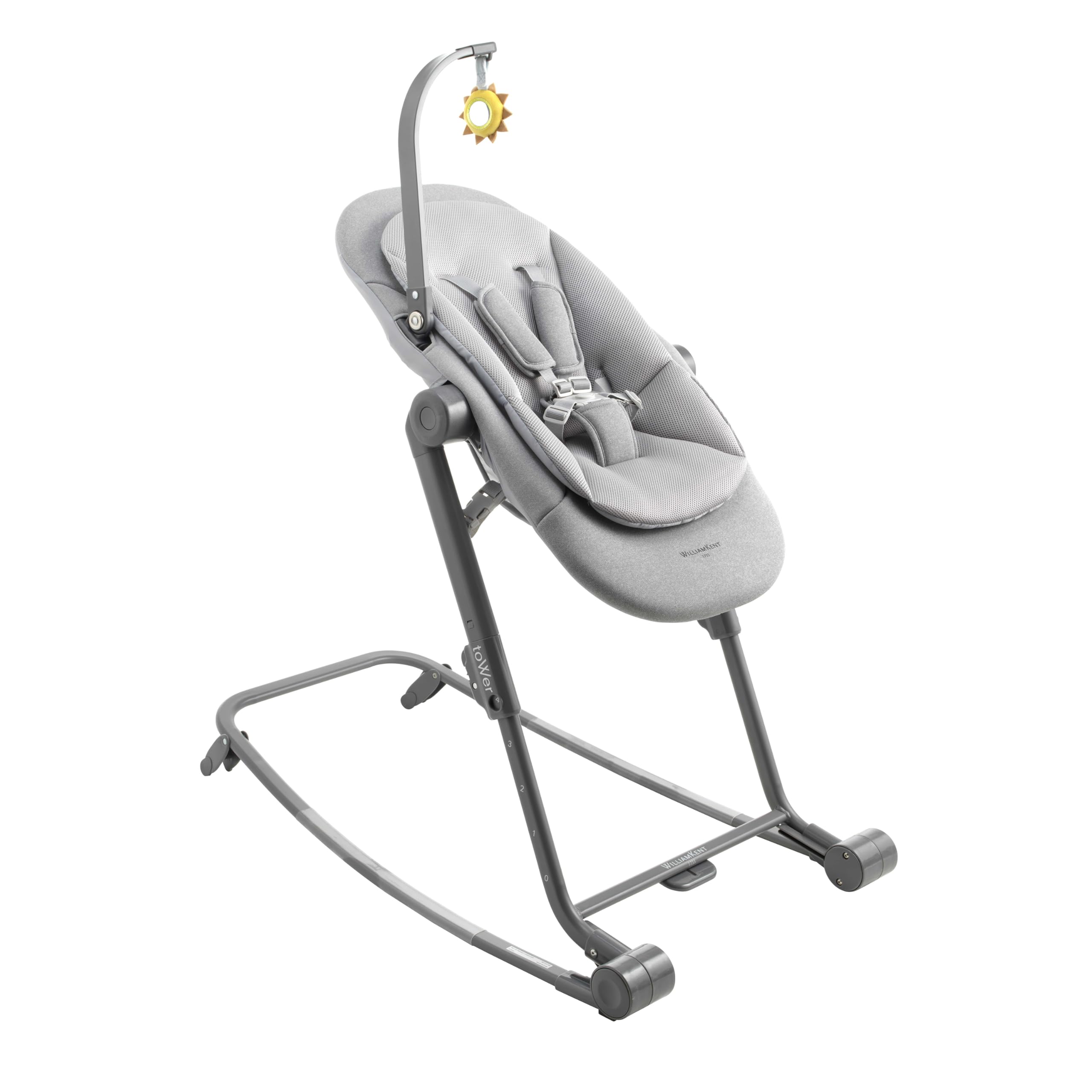 WILLIAM KENT 1733 Transat 2-en-1 Tower | de la naissance à 9kg | assise inclinée ou droite | réglable sur 5 hauteurs | harnais 5 points | assise déhoussable | arche de jeu articulé et amovible incluse