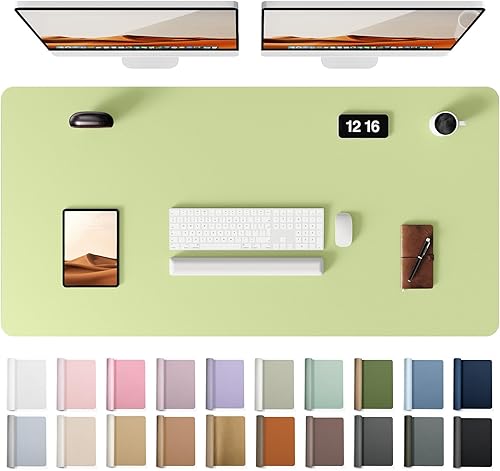 Miniatura 32 de YSAGi Protector de escritorio de cuero, tapete de oficina, alfombrilla grande para mouse, antideslizante, de piel sintética, almohadilla