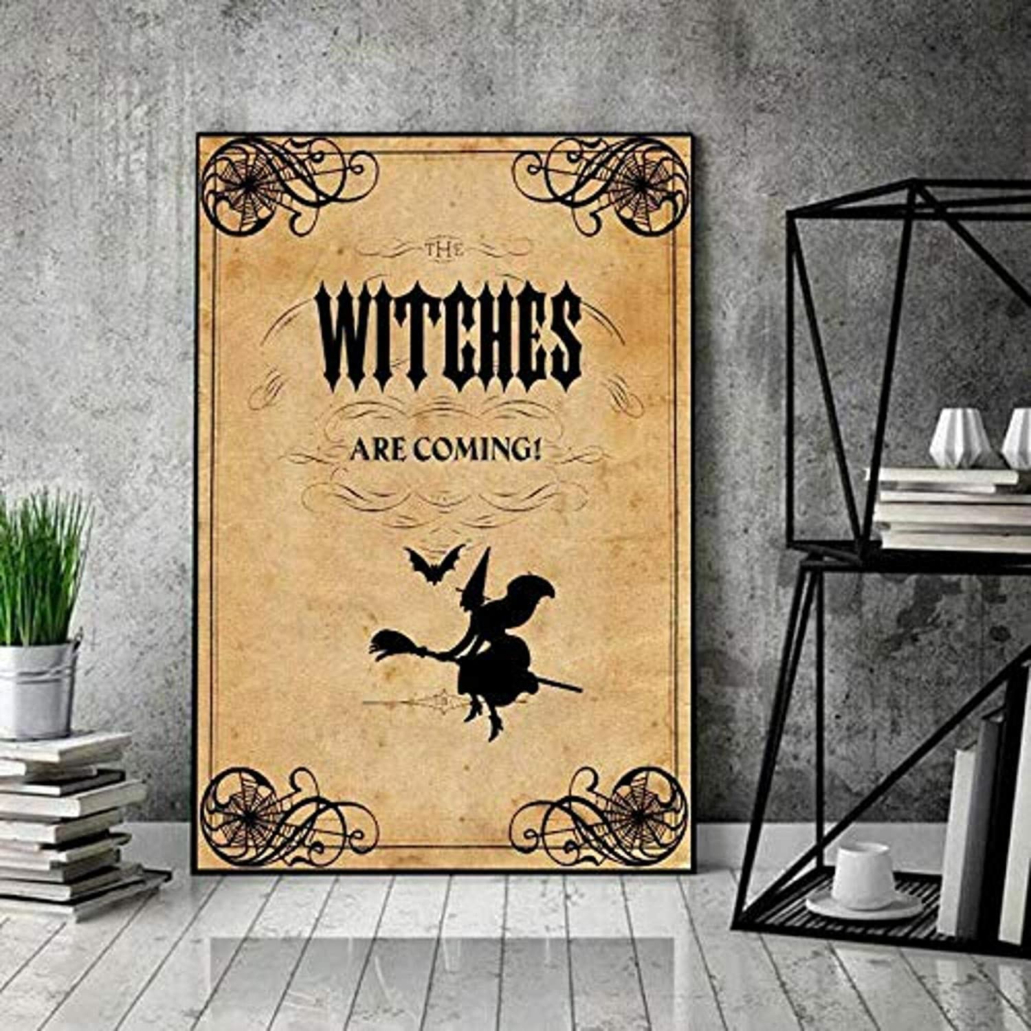 Halloween, Witches are Coming 10,000 Hocus POSCUS Poster Vintage Style Art Print Tin Sign Vintage Tin Sign Poster Board Man Cave Shabby Chic Housewarming Gift 12x16inch