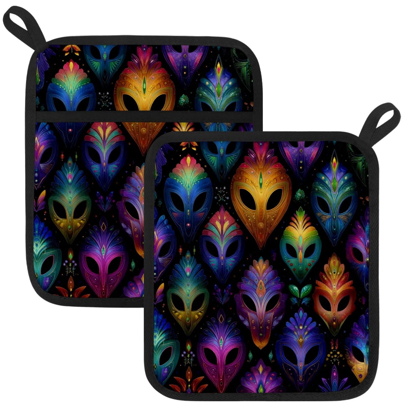 VAPOKF Abstract Alien Head Pot Holder, Heat Resistant Oven Cloths, Potholders & Oven Gloves, for Kitchen Cooking & Baking, Thick & Safe, Protection of Hands From Hot Utensils